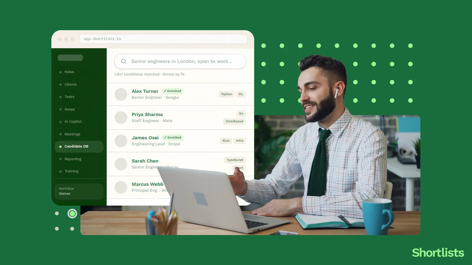 Switching recruiting CRM — old platform locked in annual contract on left, Shortlists open and unlocked on right, with overnight migration arrow between them